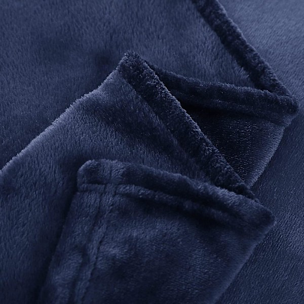 Fleece Sofatæppe 130x150 - Vinter Sofaplaid, Marineblå Flanell Sofatæppe 1 Person Blødt og Varmt