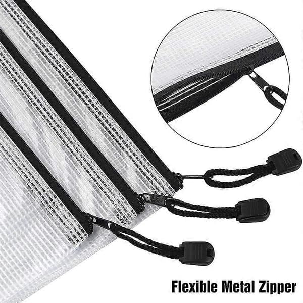 18 stk. Mesh Lynlåspose Dokumentmappe, 8 Assorterede Størrelser, Vandtætte Plastik Lynlåsmapper, Multipu