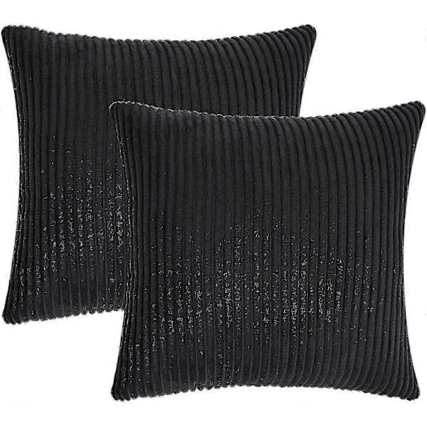 Svart Dekorativt Putetrekk Sett 45x45 cm