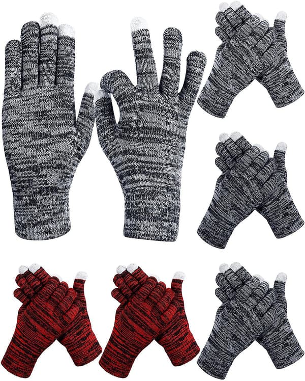6 Par Vinterstrikkede Handsker Touchscreen Handsker Fuld Finger Handsker Varme Termiske