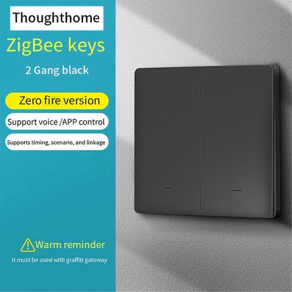 Zigbee Intelligent Switch Nul-Brandledning 2 Kontakter Sort