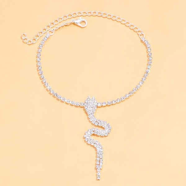 Stonefans Kimalteleva Strassi Käärme Riipus Nilkkakoru Naisten Boho Ranta Kaareva Nilkkakoru Silver Plated
