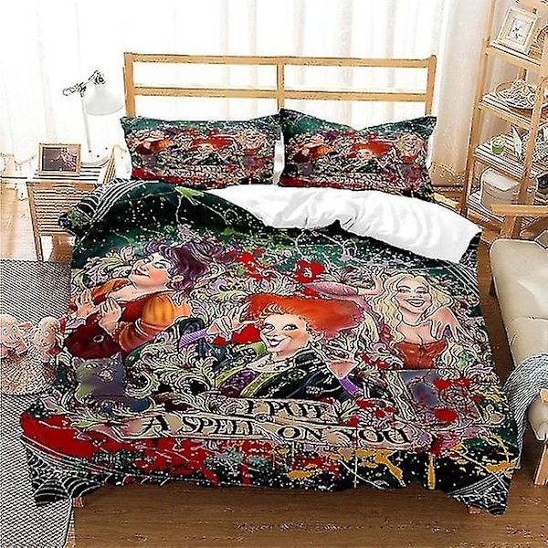 Hocus Pocu Heks Winifred 3-delt Sengesett 3D-printet Halloween Christmas_om 229x229CM