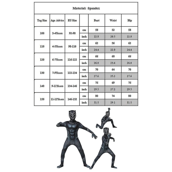 Musta Pantteri Body Cosplay Puku Juhla Haalari Aikuisten Lasten Halloween-asu 170(160-170CM)