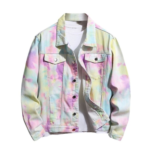 Herre Tie Dye Børstet Denimjakke M
