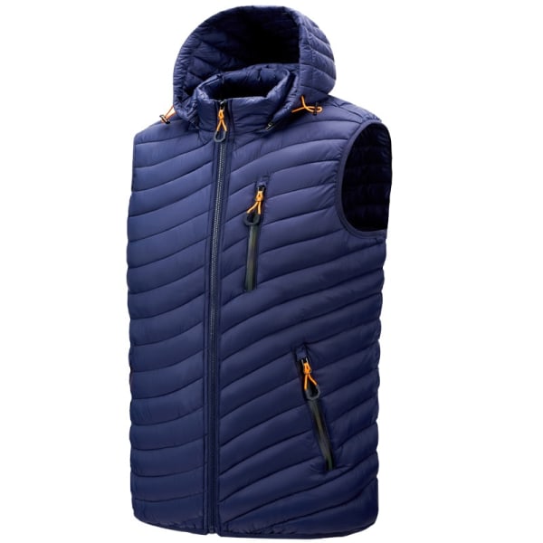 Stor Storlek M-6XL Herr Väst Jacka Höst Vinter Västar Enfärgad Manlig Hooded Ärmlös Jacka Wine red L