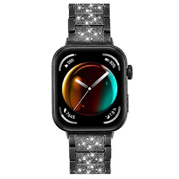 Kompatibelt metallarmband med strass för Huawei Watch Fit 3 Smartklocka Black