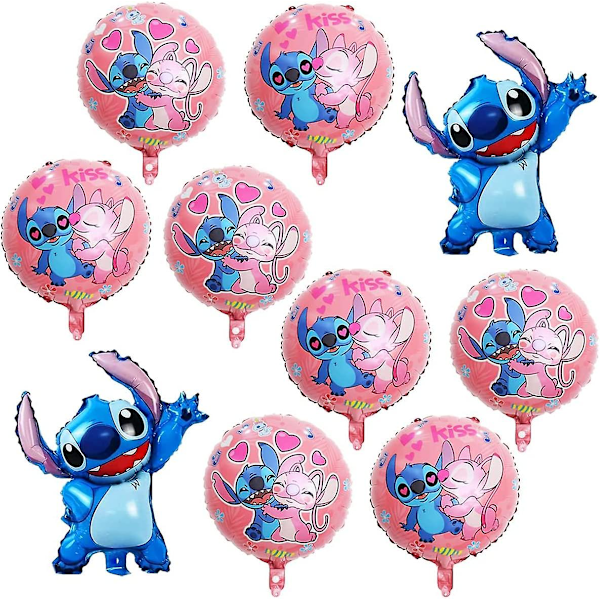 Lilo og Stitch Fest Balloner Stitch Fest Aluminium Film Balloner Sæt Stitch Fødselsdagsfest Dekorationer (10 stk. Pink