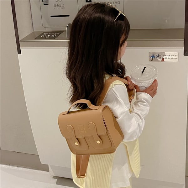 Fashion Børnerygsæk Piger Drenge Skoletaske Læder Bjørn Retro Baby Rygsæk Børnetaske Brown