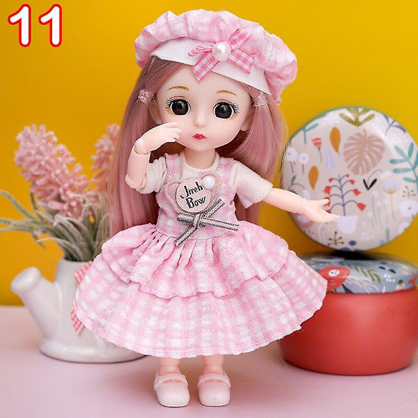 16 cm Mini Modeleksak Docka Med Kläder Miniatyr Barndocka Flicka Baby Söt Utklädnad 11