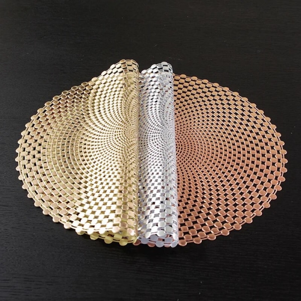 Bordsmatta Bronzing Placemat Ihålig Isolering Underlägg Bordsskål Hem Juldekor Värmebeständig golden B 38CM