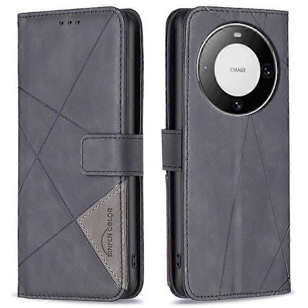 BINFEN COLOR BF05 Kompatibel med Huawei Mate 60 Pro / Mate 60 Pro+ Wallet Præget Læder Telefon Cover Stativ Black