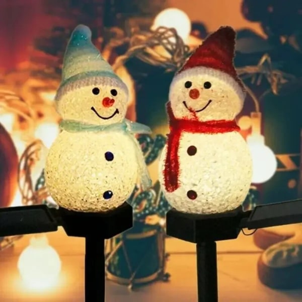 Vedenpitävä aurinkoinen lumiukkolamppu ulkokäyttöön lumiukko LED-puutarhavalot Joulunurmikon Lumiukko maisemavalo maapistokevalot red