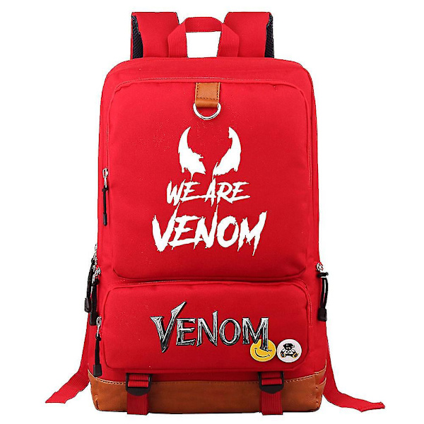 Ryggsekk med stor kapasitet og Venom-trykk, skolesekk for tenåringer (3-128) Red