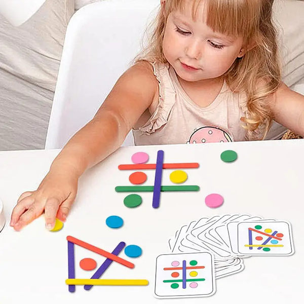 Regnbue Stav Puslespil Seks Farver Stave DIY Intelligens Spil Pædagogisk Intelligens Montessori Legetøj Træ Hjernevrider Legetøj A