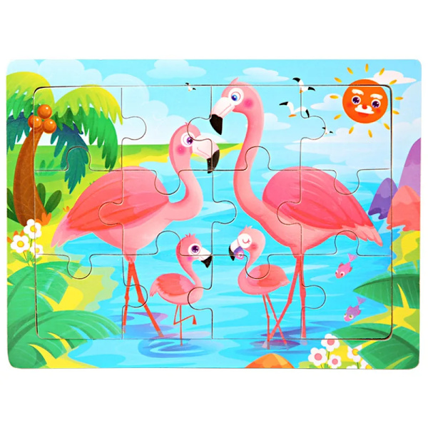 15*11cm 3D Palapeli Sarjakuvaeläimet Puupalapeli Lasten Kognitiivinen Palapeli Vauvan Puiset Lelut Opetuslelut Lapsille 8-swan