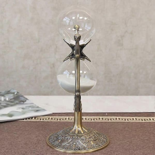 Metall Sandtimer med Glass, 23 x 10cm, Gull