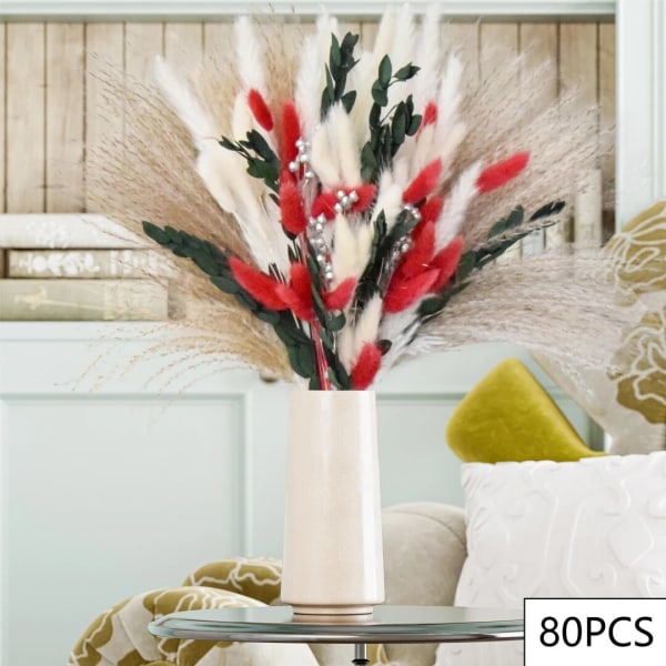 88 stk. Fluffy Pampas Tørrede Blomster Buket Hjem Juledekoration Kunstige Blomster Kanin Hale Græs Bryllupsfest Dekor Beige