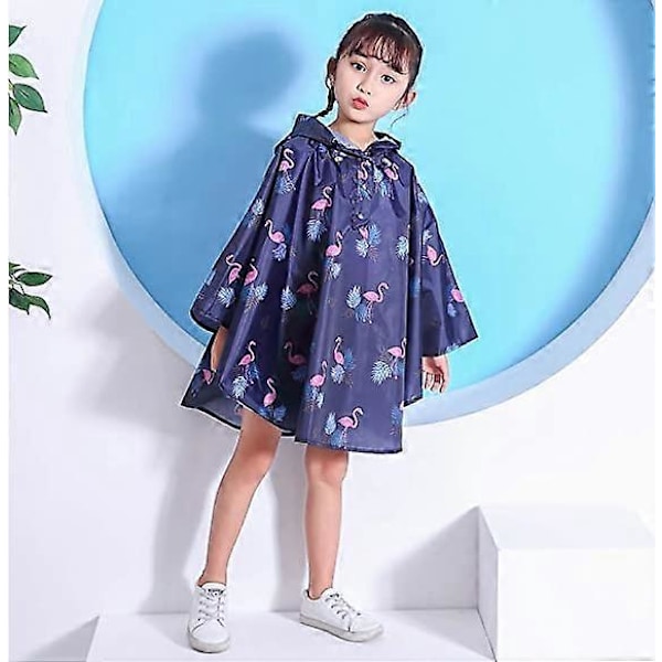 Regnfrakke Unisex Børn Piger Poncho Børne Regnfrakke Hætte Regnfrakke Flagermusærme Hætte 1-12 År Anbefalet Højde 80-100CM