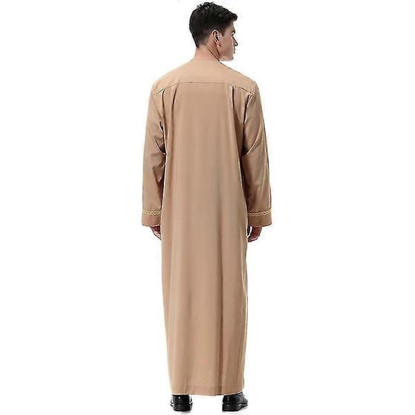 Mænd Muslim Saudi Robe Kaftan Dubai Tunic Camel XL