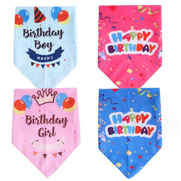 4 kpl Koira Syntymäpäivä Bandana poika Tyttö, Hyvää Syntymäpäivää Koira Bandana tytöille ja pojille