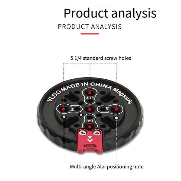 Magnetisk mobiltelefonholder med 1/4 tomme position til etui, stativ, kuglehoved, liveudsendelse, bil