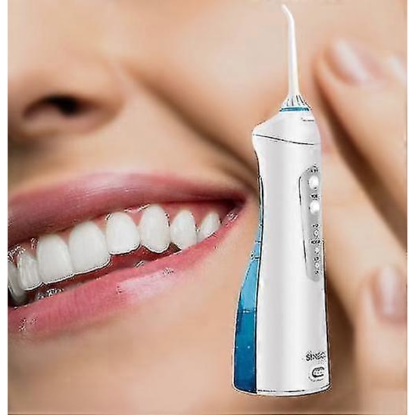 Sladdlös Dental Oral Irrigator - 3 Lägen, 3 Munhygienmunstycken (200ml, Vattentät Vit)