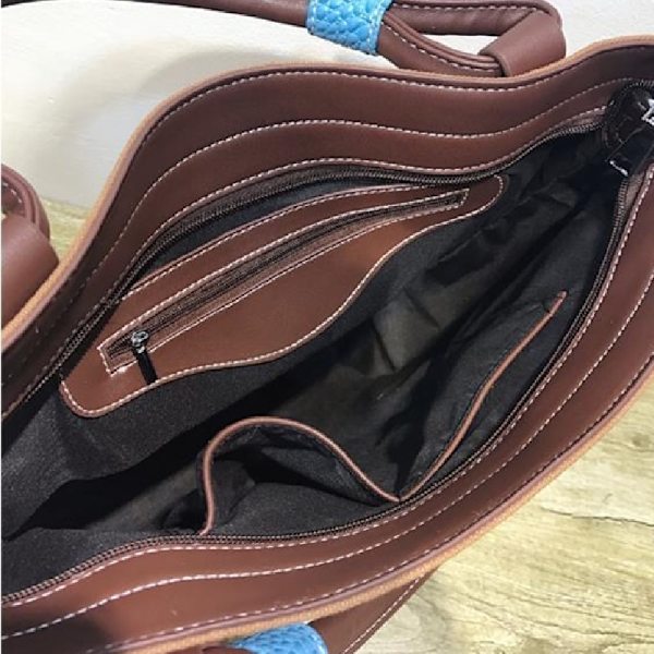 Naisten retro tyylinen kangaskassi, suuri olkalaukku, crossbody-ostoskassi Coffee 35x33x10cm