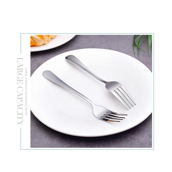24 stk. middagsgafler sett 18 cm sølv rustfritt stål middagsgafler, gafler sølvtøy, gafler