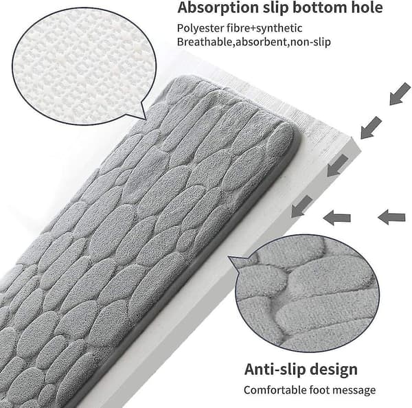 Badeværelsesmåtte med memoryskum, sten-badeværelsestæppe, superabsorberende badeværelsesmåtte, badeværelsestæppe