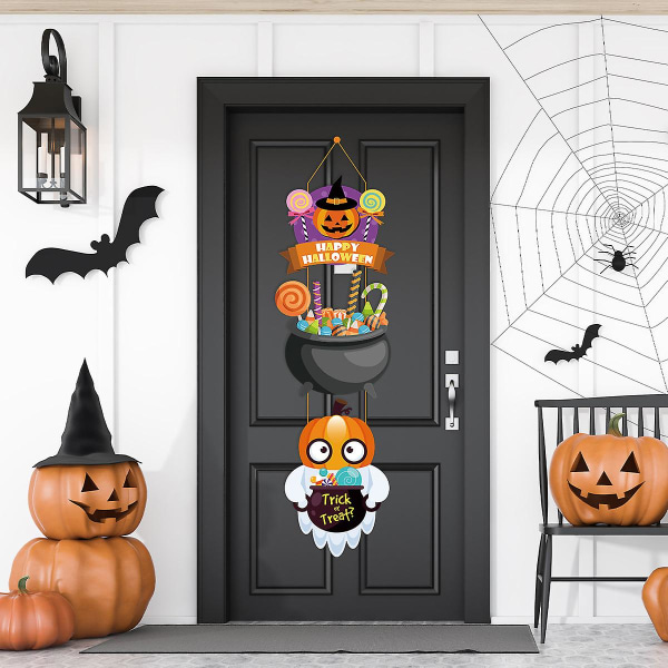 Halloween Aavekasvo Kurpitsa Ovenripustukset Hyvää Halloweenia 2023 Kodin Sisustus Noitahattu Karkki Vai Kepponen Ovimerkin Riipus J