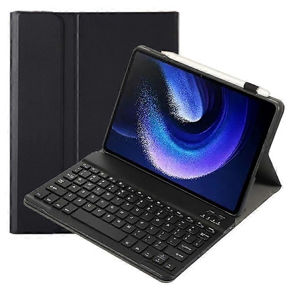 A0N7 Yhteensopiva Xiaomi Pad 6 / Pad 6 Pro PU-nahkakansi Erittäin ohut jalustallinen tablettikotelo irrotettavalla Bluetooth-näppäimistöllä Black