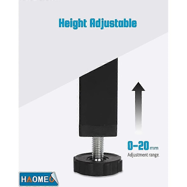 Metalliset ruuvattavat sängynjalat, universaalit huonekalujalat, säädettävä korkeus: 20cm(+2cm), neliö 3x3,5cm, 4kpl TJM