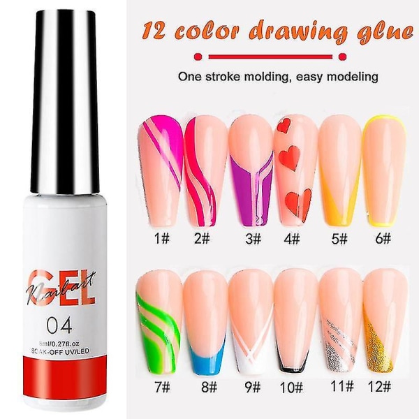 2 st Nagelkonst Gel Ritning Liner Penna Nagel Målning Gel Lack Nagelkonst Gel För Gör-Det-Själv Nagelkonst Ny 11