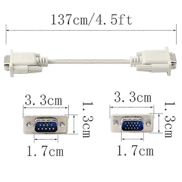 15-nastainen uros DB 9 -nastainen adapterikaapeli RS232-VGA-muunnoksella tietokoneille, tulostimille ja skannereille