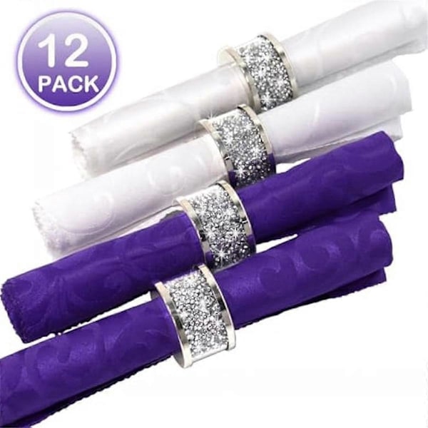 12 stk. Krystalglas Servietring Serviet Holdere, Glam Knuste Diamant Borddækninger Bling Servietholder