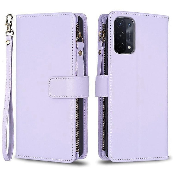 BF Style-19 Kompatibelt För Oppo A74 / A93 / A54 5G Ficka med Dragkedja PU Läder Telefonfodral Plånbok Ställ Skydd Purple