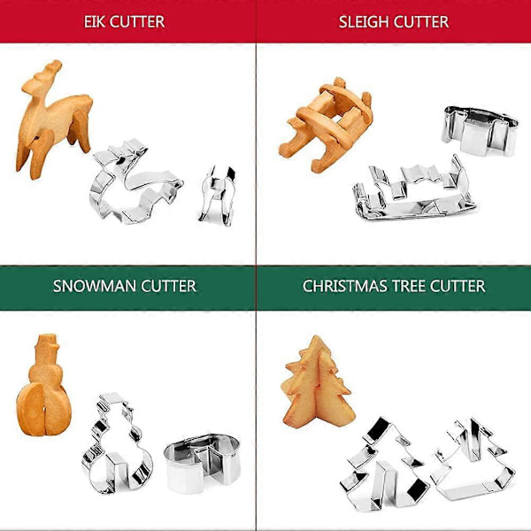 18 Delar 3D Kakform i Rostfritt Stål, Pepparkakshusform, DIY Julkakform Set, för Tårtdekorationer Kakor och Bakverk