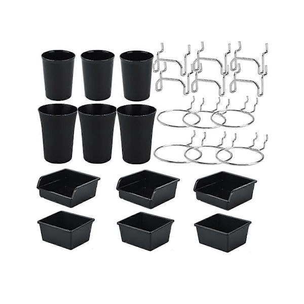 Pegboard-bakker Pegboard-kopper med kroge og løkker 12-pak, Pegboard-organiseringsudstyr, Pegboard T