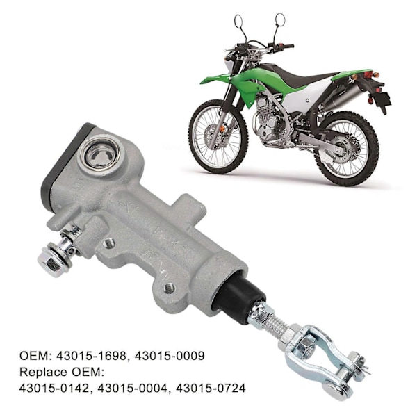 Bagbremsemastercylinder 430150142 Metal Bagfodbremsecylinderpumpe til KLX230R KLX300R KLX450R KX125 KX250 KX250F KX450 KX450F