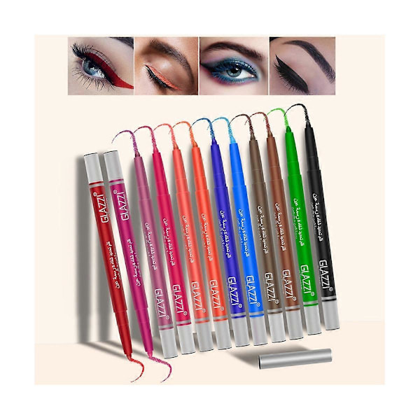 Vattentät Regnbåge Färgglad Flytande Eyeliner Penna Vit Rosa 12 Färger Eyeliner Penna Långvarig