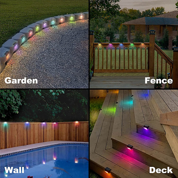 4-pack Solcellsdäckslampor Utomhus Trappstegslampor Multicolor-RGB