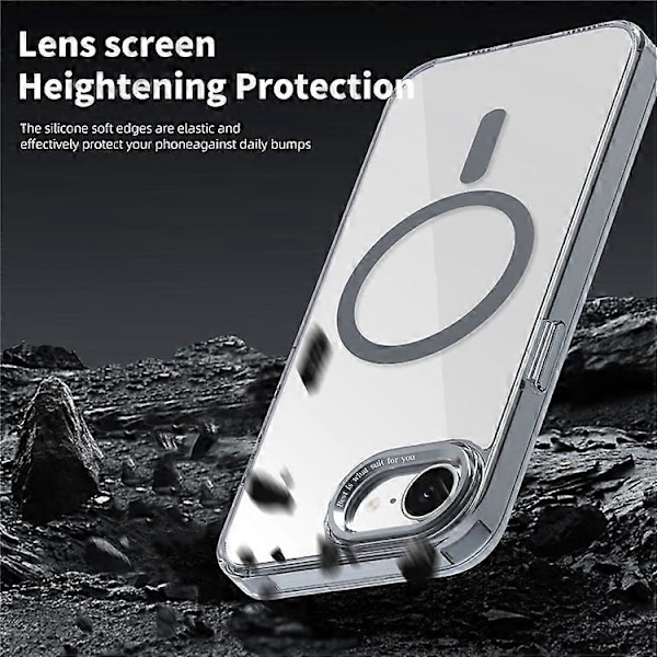 Yhteensopiva iPhone 16e -kotelon kanssa TPU+PC Läpinäkyvä Magneettinen Puhelinkuori Grey