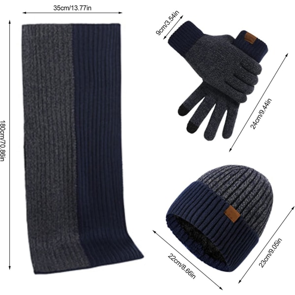 Presentkit med halsduk och handskar - Mysigt stickat vinterset med mössa, svart
