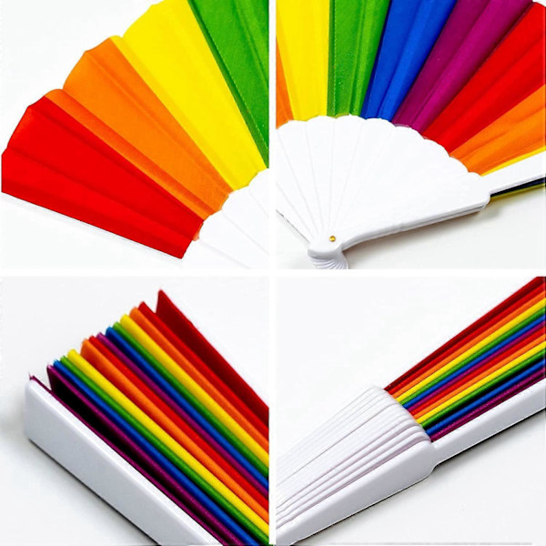 Regnbågsfläktar, 12-pack fläktar, Regnbåge LGBTQ Portabla Vikfläktar, Vikbara Handfläktar Partydekoration