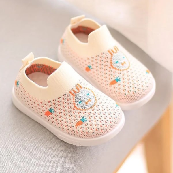 Unisex Baby Tennissko Småbørn Strikkede Åndbare Sneakers Børn Blød Sål Anti-slip Sokkesko Mesh Slip on Første Gåsko pink 21-insole14cm