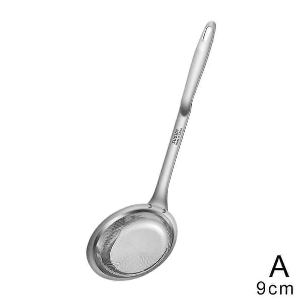 Filterkjele i rustfritt stål, finmasket oljeskimmer, sil med langt håndtak 9cm