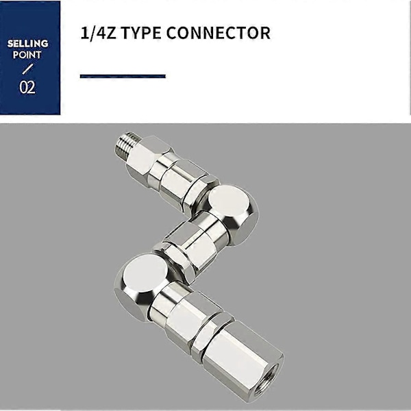 1/4 Z-tyypin nivelmaaliruisku pumpun lisävaruste 1/4 (M) X 1/4 tuumaa (F) Z-kääntö 6500PSI ruostumaton teräs