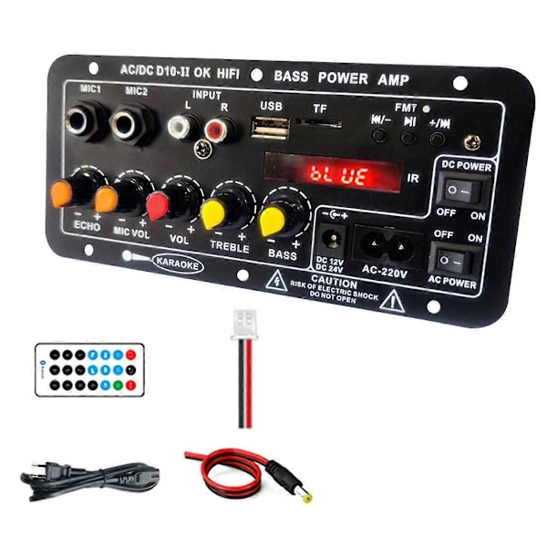 Forsterkerkort med Optisk Lyd Bluetooth AMP USB FM Radio TF Spiller DIY Audio Subwoofer for Hjem