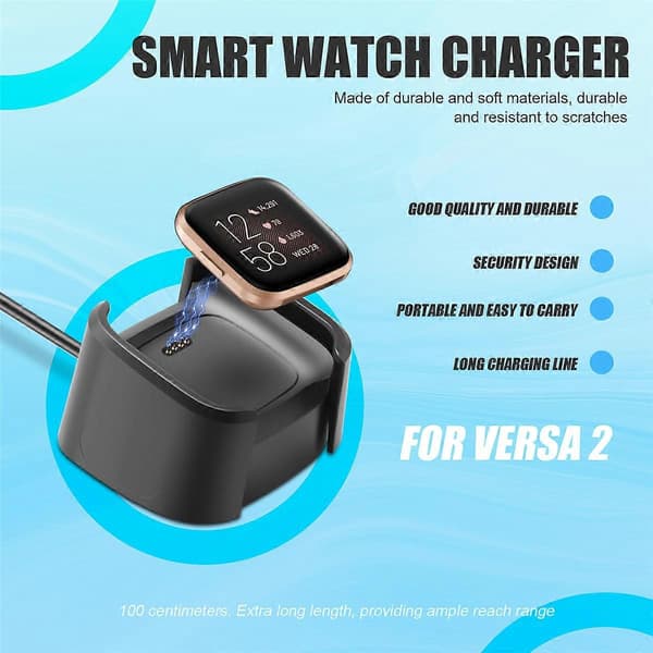 Lader Kompatibel for Fitbit Versa 2, Erstatning USB Ladekabel